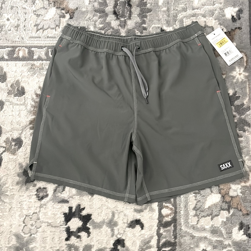 NWT Men’s Saxx Brand Oh Bouy 7in Swim Trunks - Color Gray